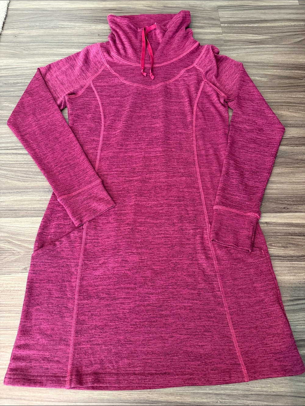 women’s Kuhl Medium Lea cowl neck Long Sleeve Dress -heathered Raspberry color